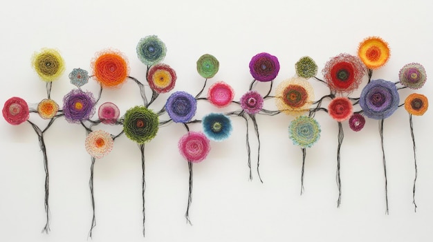 Вышитая цветочная композиция